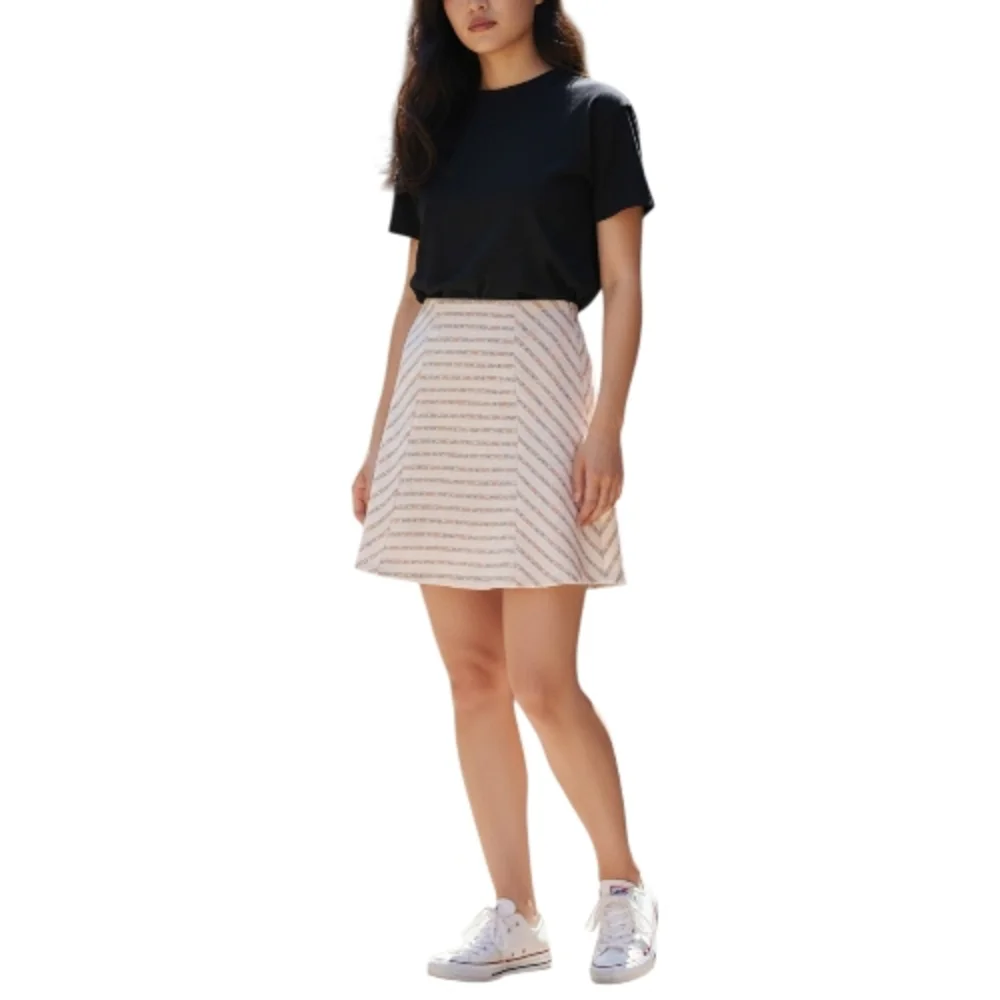 Maeve Lucaya Swing Striped Sparkle Neon Boho Hipster Chic Classy Party Art Skirt